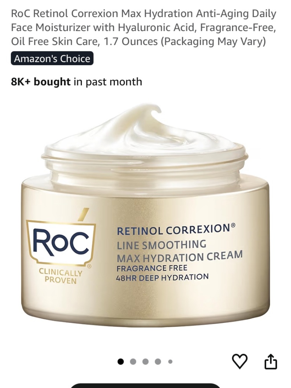 RoC Retinol Correxion Max Hydration Cream — White and Gold